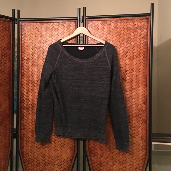 Grungewear Wide Neck Cotton Blend Marled Sweater - Picture 1 of 5